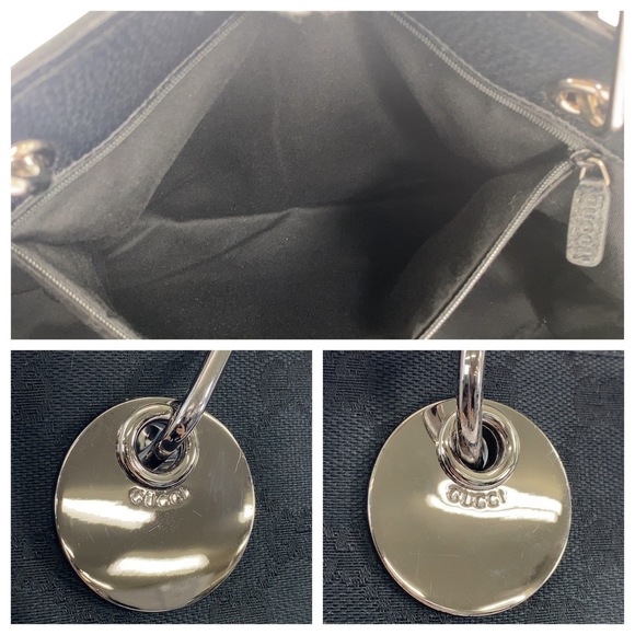 Gucci Gucci Black GG Canvas Leather Tote Bag Canvas Tote Bag 120838 - Picture 8 of 10